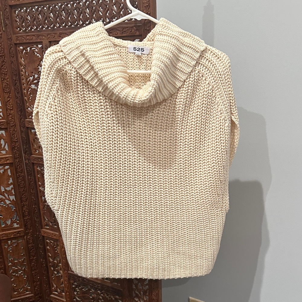 525 America Women's Cowl Neck Sweater Vest In Cream